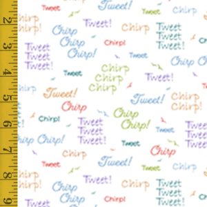 QT Fabrics Tweet! Tweet!: Bird Talk - White #23-6239