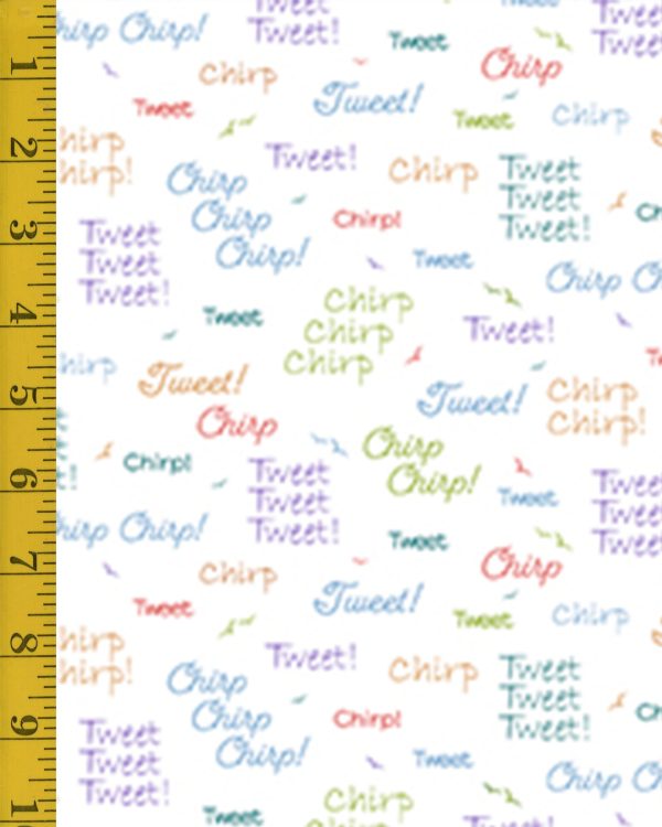 QT Fabrics Tweet! Tweet!: Bird Talk - White #23-6239