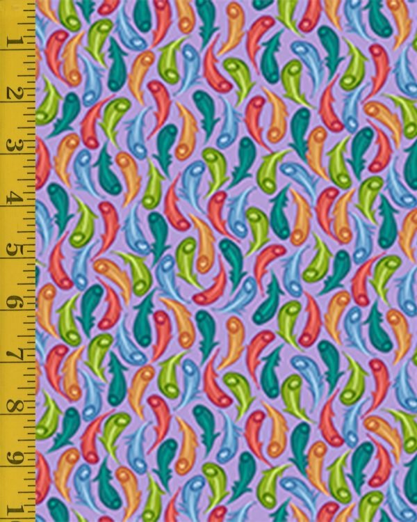 QT Fabrics Tweet! Tweet!: Feathers - Purple #23-6240