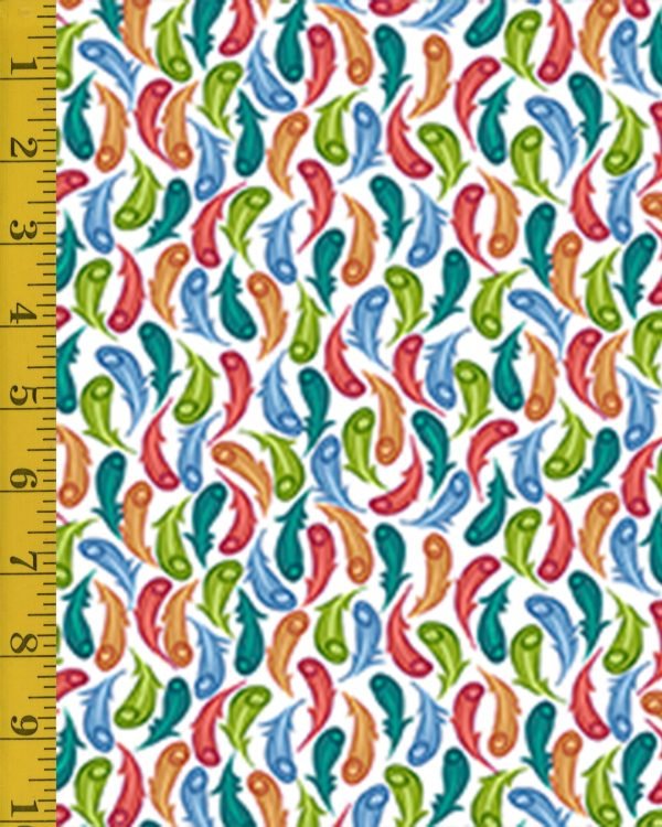 QT Fabrics Tweet! Tweet!: Feathers - White #23-6241