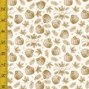 Riley Blake Designs Shades of Autumn with Gold Sparkle Accents: Icons - Cream #24-8403