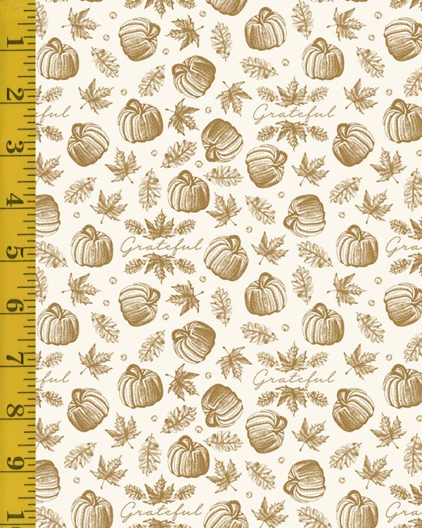 Riley Blake Designs Shades of Autumn with Gold Sparkle Accents: Icons - Cream #24-8403