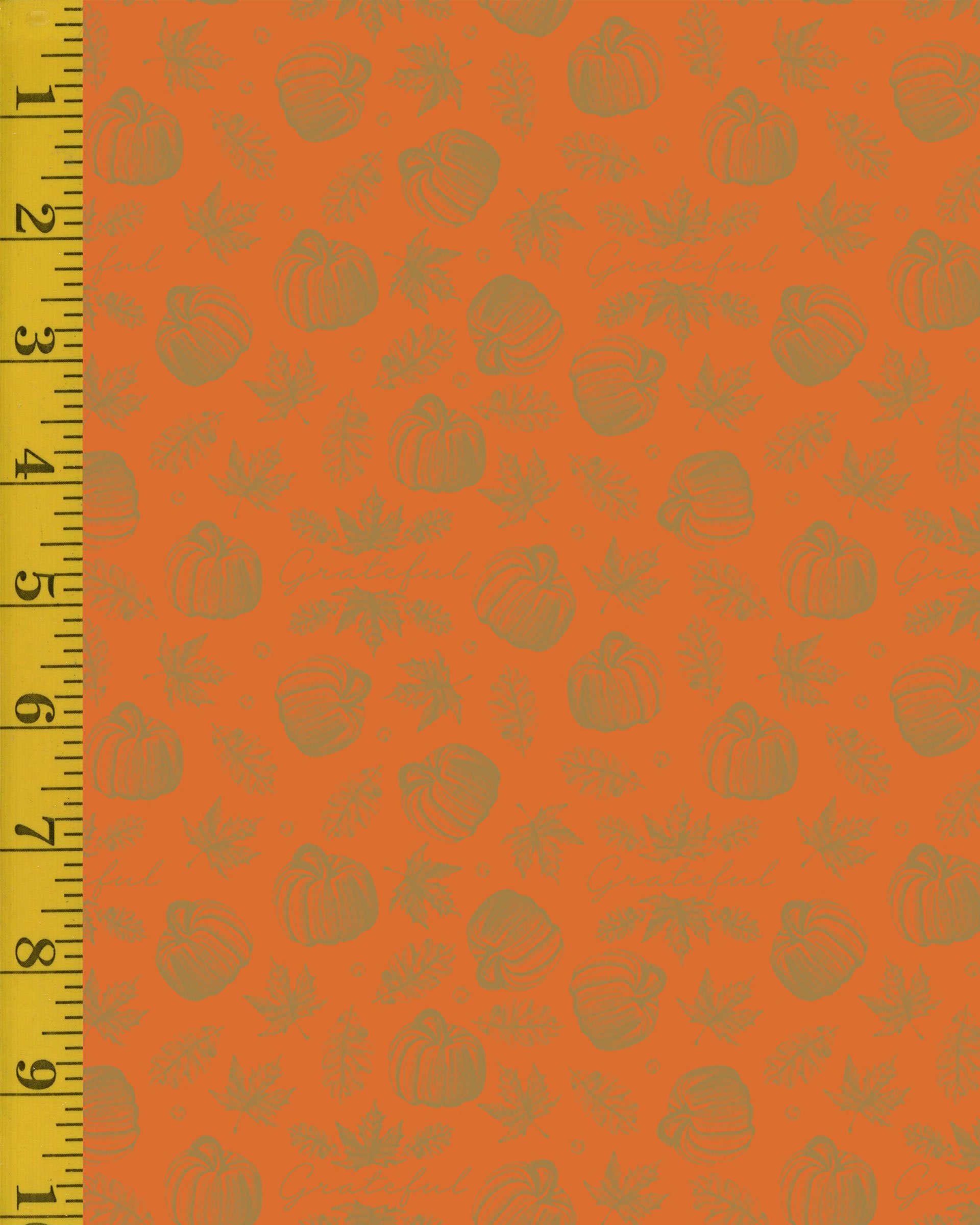 Riley Blake Designs Shades of Autumn with Gold Sparkle Accents: Icons - Orange #24-8404
