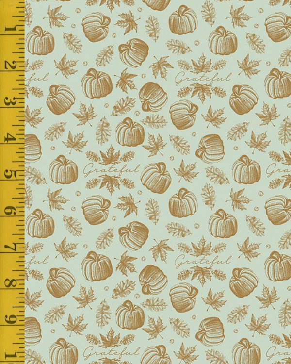 Riley Blake Designs Shades of Autumn with Gold Sparkle Accents: Icons - Tea Green #24-8405