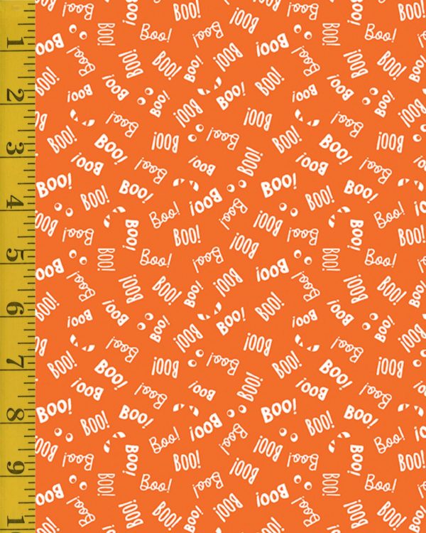 Benartex Black & Boo: Say Boo (Glow in the Dark)  - Orange #25-4568