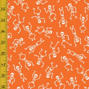Benartex Black & Boo: Little Skeletons (Glow in the Dark) - Orange #25-4578
