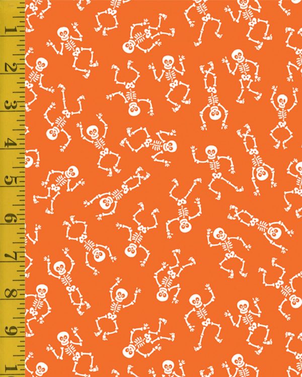 Benartex Black & Boo: Little Skeletons (Glow in the Dark)  - Orange #25-4578
