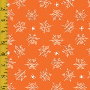 Benartex Black & Boo: Spiders & Webs (Glow in the Dark) - Orange #25-4580