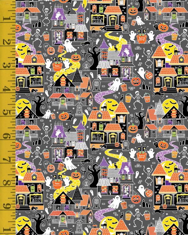 Benartex Chills & Thrills: Tick or Treat (Glow in the Dark) - Gray #25-4589