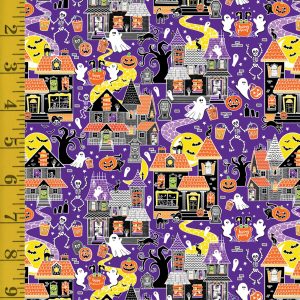 Benartex Chills & Thrills: Tick or Treat (Glow in the Dark) - Purple #25-4590