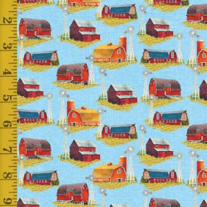 Benartex: Something to Crow About: Barnyard Barns - Sky #25-4595