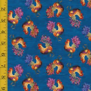 Benartex: Something to Crow About: Rooster Toss - Blue #25-4598