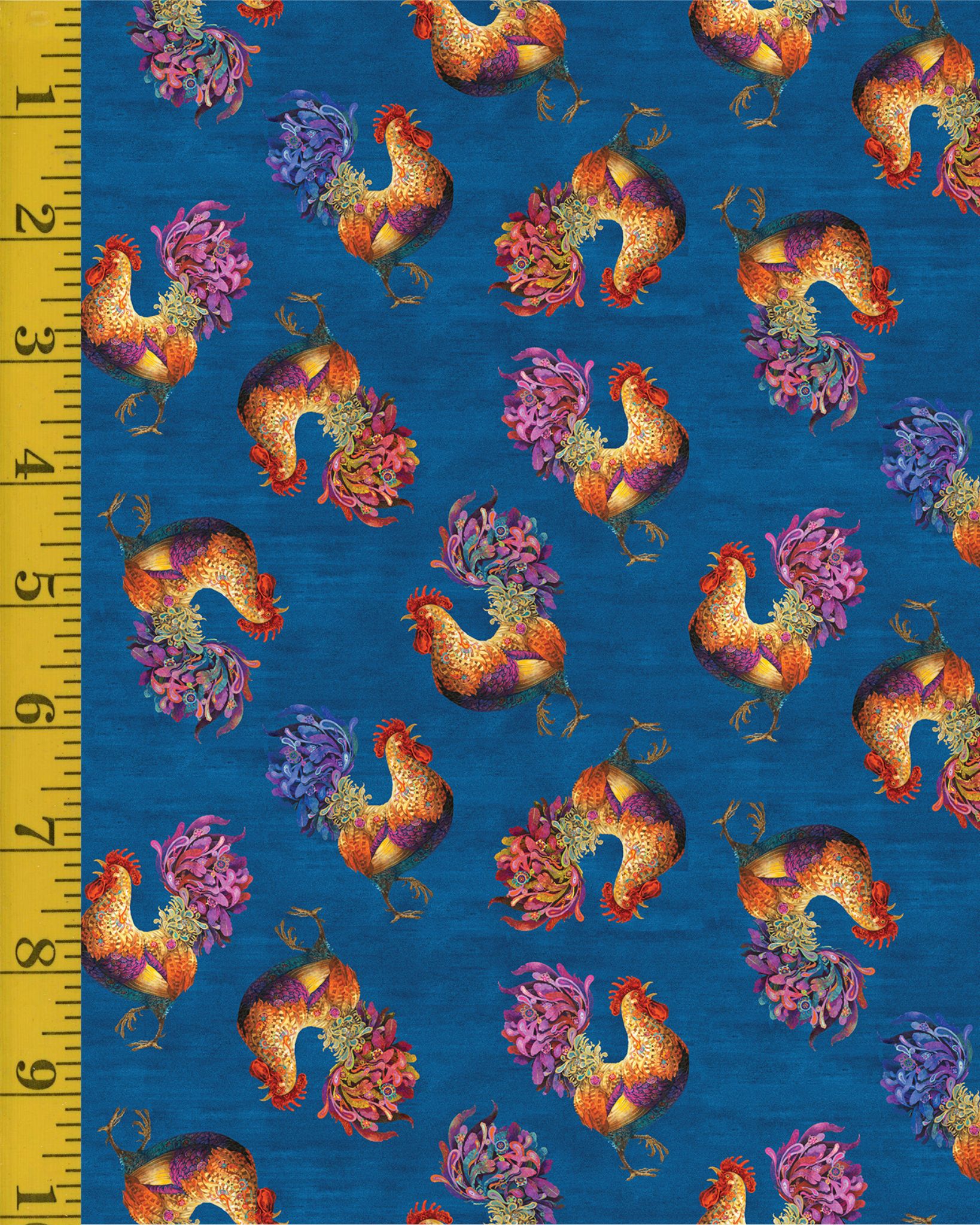 Benartex: Something to Crow About: Rooster Toss - Blue #25-4598