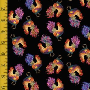 Benartex: Something to Crow About: Rooster Toss - Black #25-4607