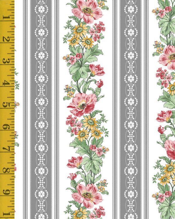 Benartex: French Romance: French Romance Stripe - White #25-4613