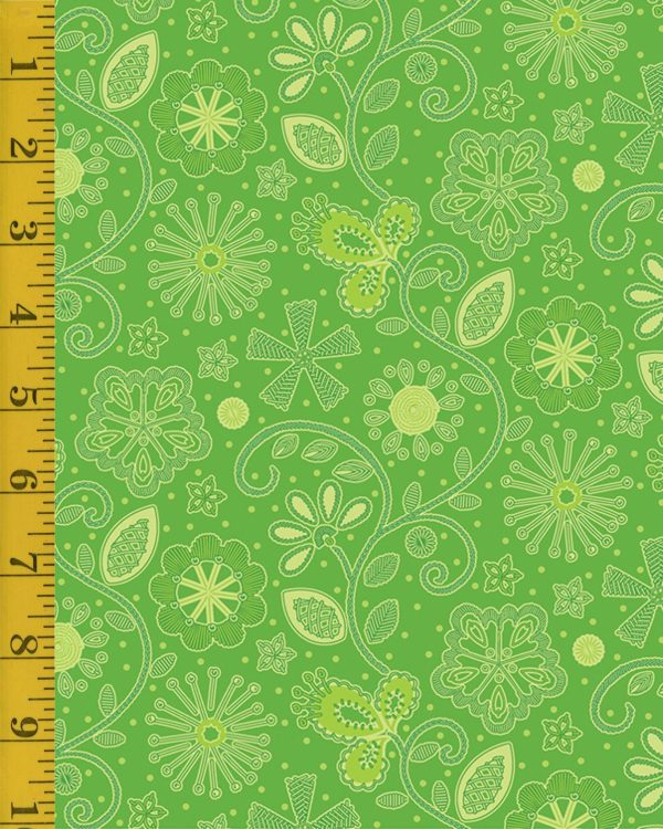 Benartex: Sewing Room 2: Embroidery - Green #25-4628