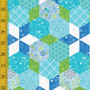 Benartex: Sewing Room 2: Endless Hexagons - Lake #25-4630