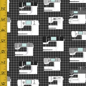 Benartex: Sewing Room 2: Sewing Machines - Charcoal #25-4631
