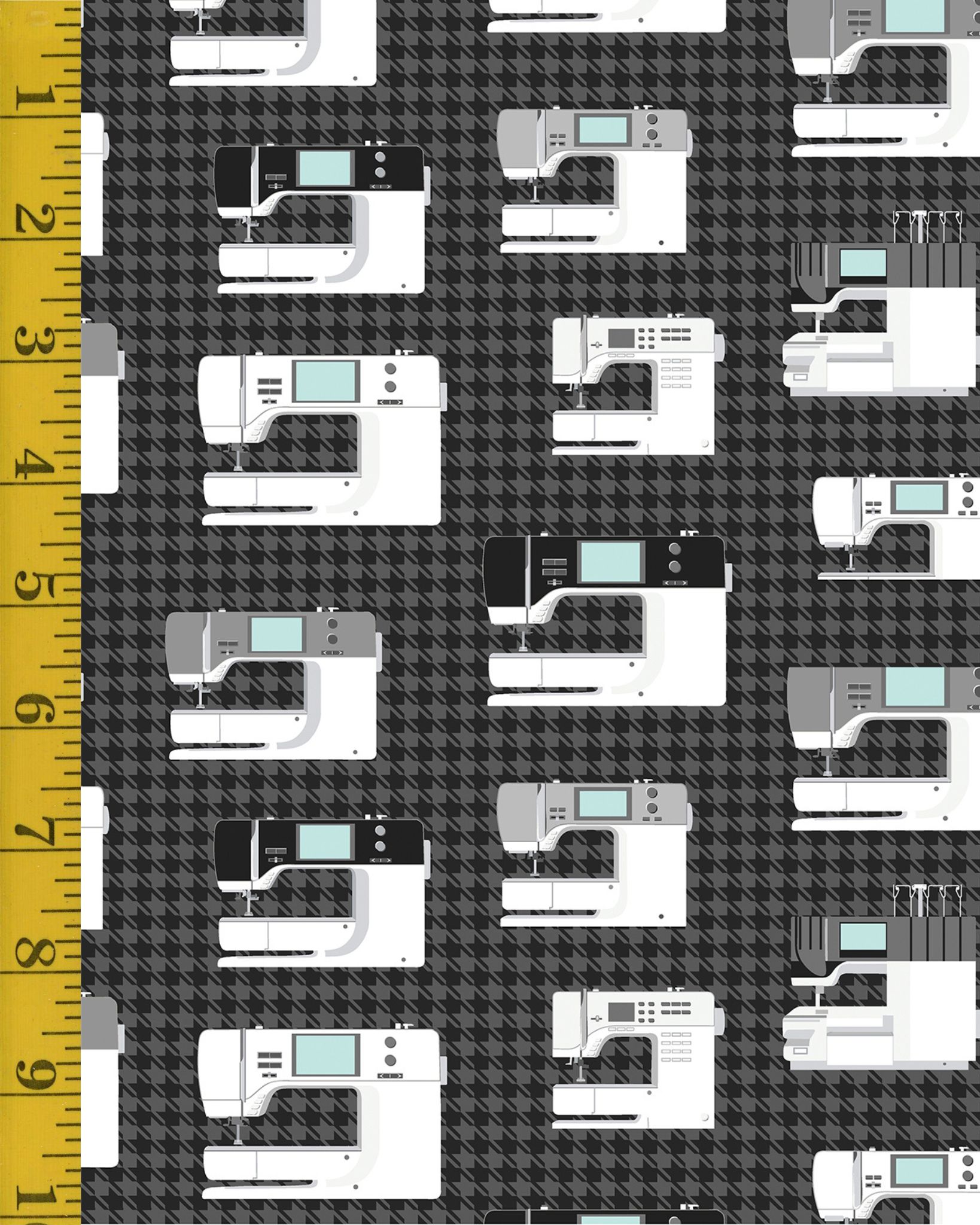 Benartex: Sewing Room 2: Sewing Machines - Charcoal #25-4631