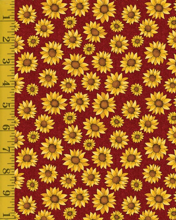 Benartex: Sunflower Days: Sunflower Days - Dark Red #25-4646