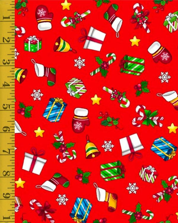 QT Fabrics Christmas Favorites: Presents - Tomato #25-6424