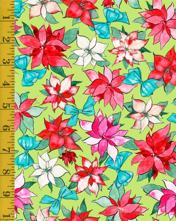 QT Fabrics Holiday Party: Poinsettias and Bows - Lime #25-6425