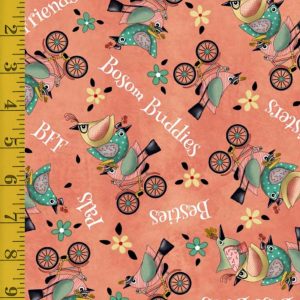 Qt Fabrics Life is Better with Friends: Bird Toss - Peach #25-6445