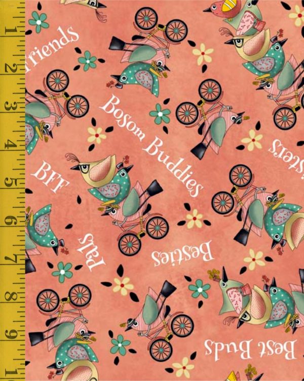 Qt Fabrics Life is Better with Friends: Bird Toss - Peach #25-6445