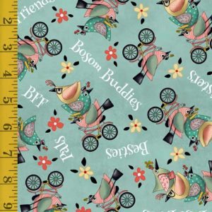 Qt Fabrics Life is Better with Friends: Bird Toss - Seafoam #25-6446