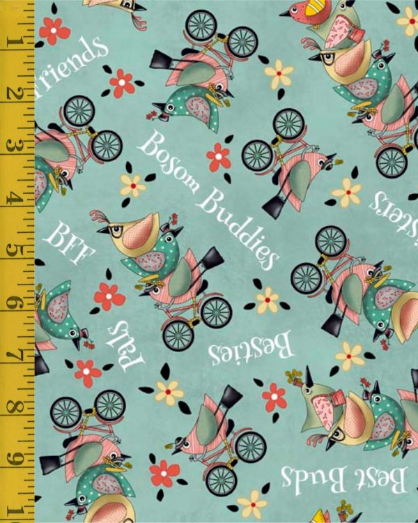 Qt Fabrics Life is Better with Friends: Bird Toss - Seafoam #25-6446