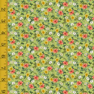 Qt Fabrics Tea Time: Flowers & Leaves - Olive #25-6464