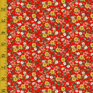 Qt Fabrics Tea Time: Flowers & Leaves - Red #25-6465