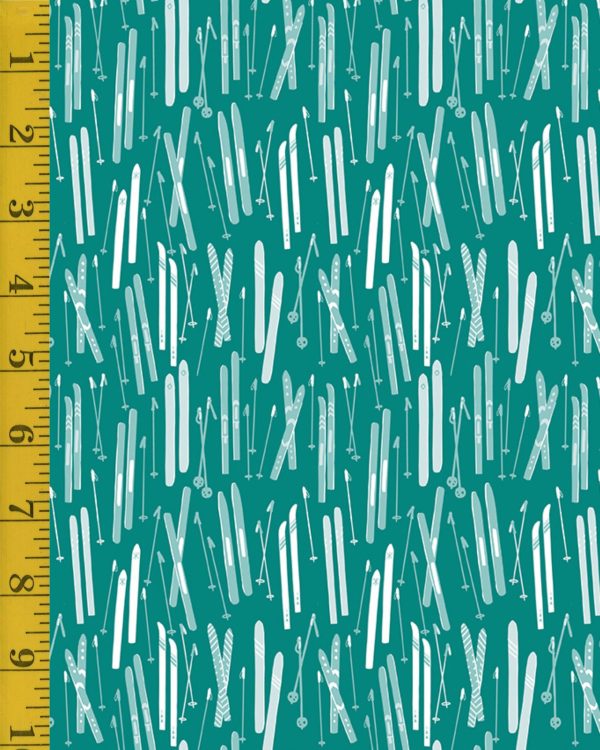 Riley Blake Designs Ski Hill: Skis - Teal #25-8441