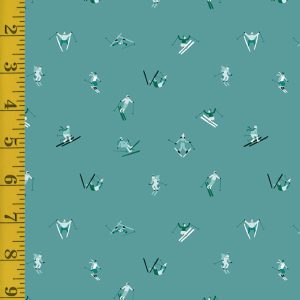 Riley Blake Designs Ski Hill: Skiers - Teal #25-8447