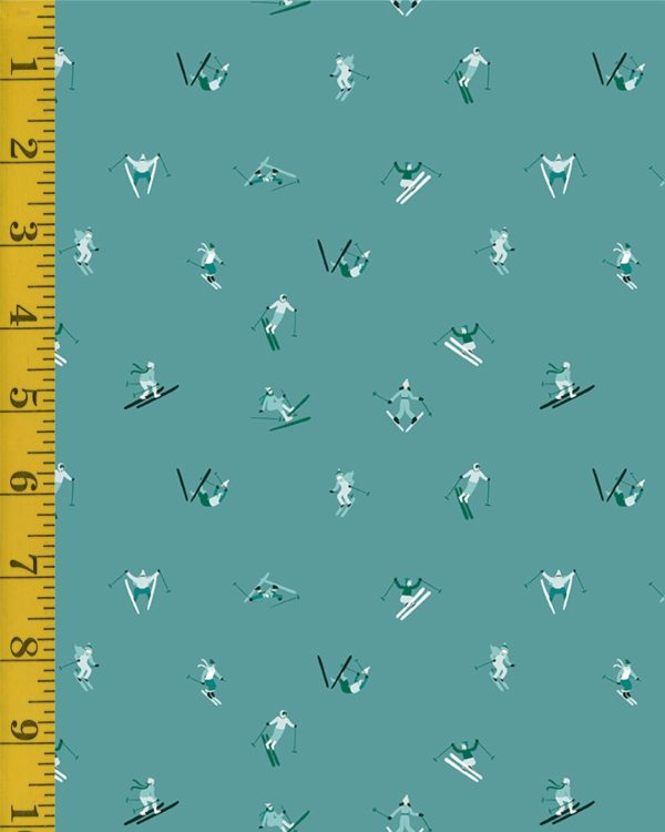Riley Blake Designs Ski Hill: Skiers - Teal #25-8447