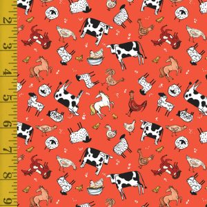 Riley Blake Designs Farm Livin: Animal Toss - Red #25-8454