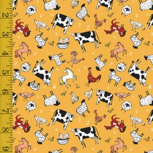 Riley Blake Designs Farm Livin: Animal Toss - Yellow #25-8455