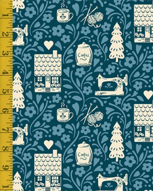 Andover Fabrics Cozy House: House Vignette - Midnight #25-1174