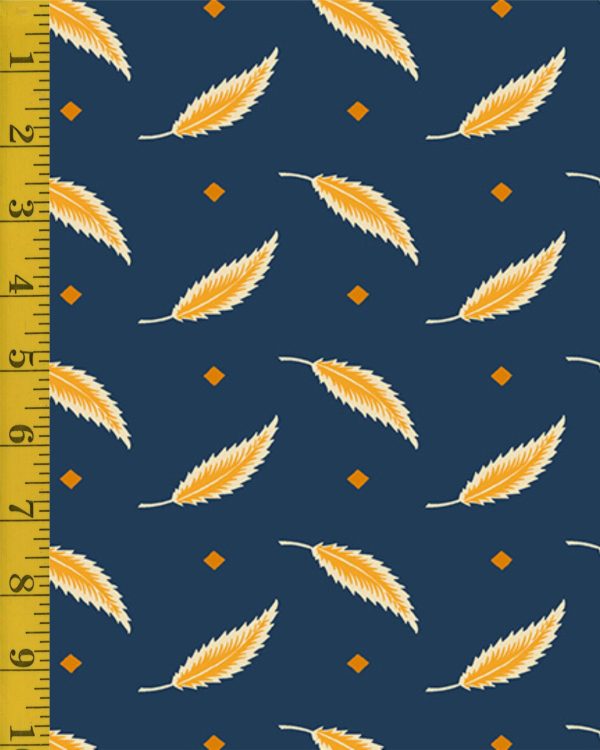 Andover Fabrics Indigo Cheddar II: Tossed Leaves - Indigo #25-1232