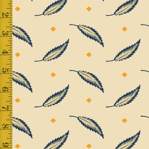 Andover Fabrics Indigo Cheddar II: Tossed Leaves - Cream #25-1233