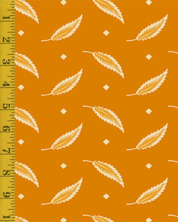 Andover Fabrics Indigo Cheddar II: Tossed Leaves - Cheddar #25-1234