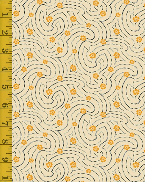 Andover Fabrics Indigo Cheddar II: Swirly Dots - Cream #25-1236