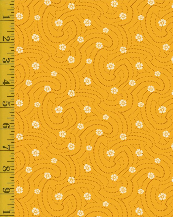 Andover Fabrics Indigo Cheddar II: Swirly Dots - Cheddar #25-1237
