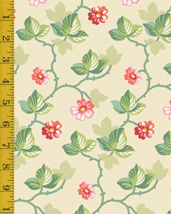 Andover Fabrics Poppies: Floral Vine - Cream #25-1276