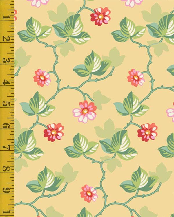 Andover Fabrics Poppies: Floral Vine - Yellow #25-1277