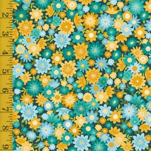 Andover Fabrics Whiskers:  Pretty Posy - Turquoise #25-1321