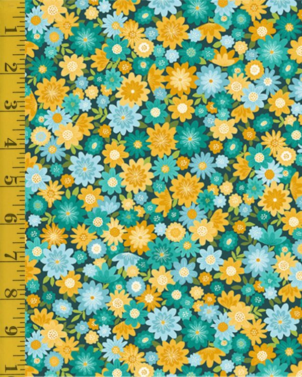 Andover Fabrics Whiskers:  Pretty Posy - Turquoise #25-1321