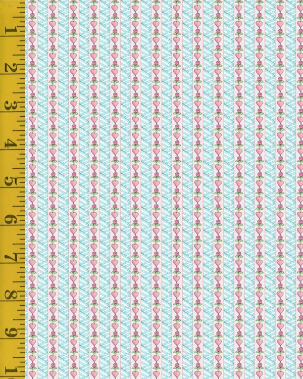 Benartex: Garden Angels: Heart Stripe - Turquoise #25-4658