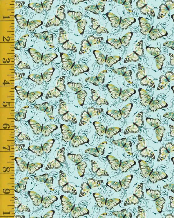Benartex: Peacock Symphony: Butterfly Symphony - Lt Turquoise #25-4681