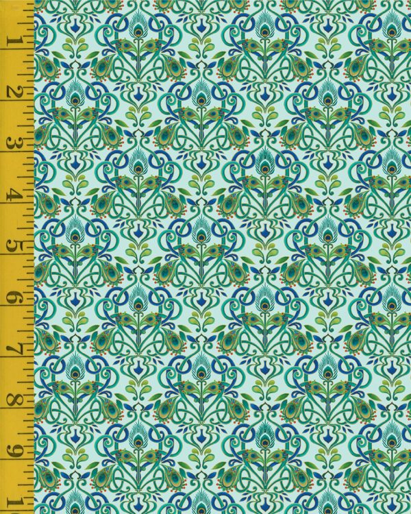 Benartex: Peacock Symphony: Feather Medallion - Lt Turquoise #25-4684